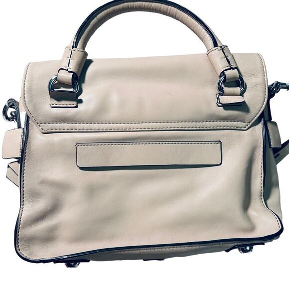 Gryson Thick Glove Leather Crossbody Bag Satchel Taupe - Picture 2 of 6